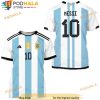 Argentina Messi #10 Soccer  Casa Messi 3D Shirt For Fans