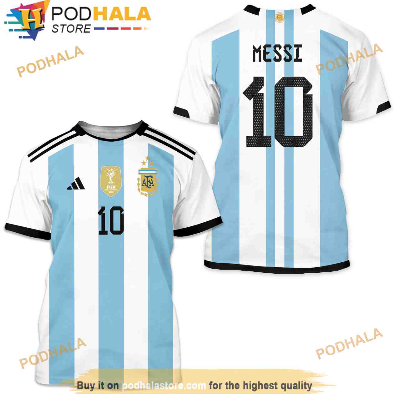 Argentina No.10 Messi Jersey (Size L), Argentina Soccer Jersey 2022, Messi  Shirt Short Sleeve Football Kit, Football Fans Gifts For Kids/Adult 