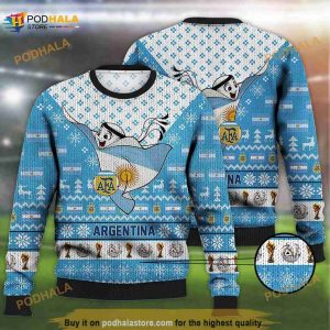 Argentina Ugly Christmas Sweater Mascot Qatar Soccer Team