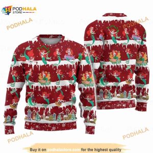 Ariel Princess Christmas 3D Funny Ugly Sweater