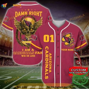 Arizona Cardinals 3D Baseball Jersey Personalized Gift, Custom Name Number