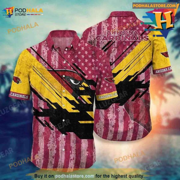 Arizona Cardinals NFL Hawaiian Shirt, Football American Flag Print Summer, Arizona Cardinals Gifts