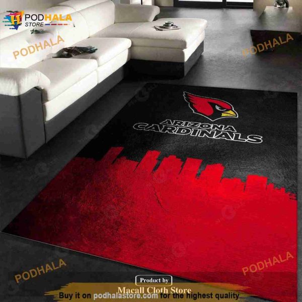 Arizona Cardinals Skyline NFL Rug Carpet, Kitchen Rug, Family Gift Us Decor Indoor Outdoor Rugs