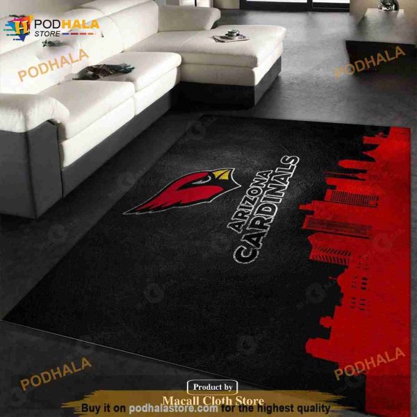 Arizona Cardinals Skyline NFL Team Logos Area Rug, Living Room Rug, Indoor Outdoor Rugs