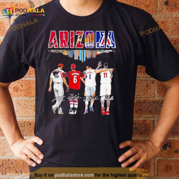 Arizona City Team Sports Player Name Signatures Shirt