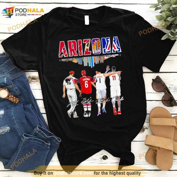 Arizona City Team Sports Player Name Signatures Shirt