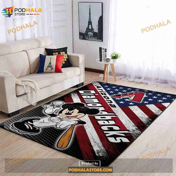 Arizona Diamondbacks Mlb Team Logo Mickey Us Style Nice Gift Home Decor Rectangle Area Rug