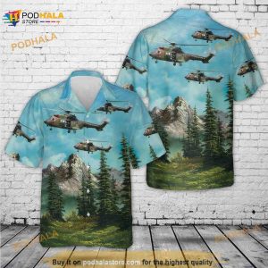 Army Aerospatiale As-532ul Cougar Hawaiian Shirt, 4th Of July Summer Beach Shirt