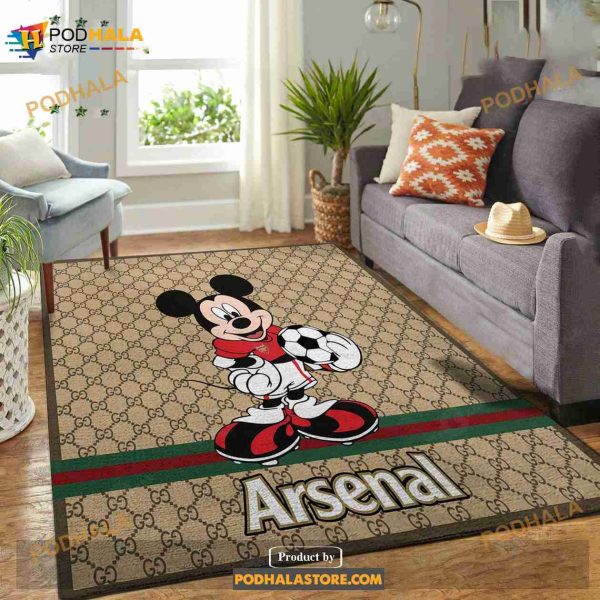 Arsenal Gucci Mickey Mixing Trending Style Living Room And Bedroom Rug Limited Edition