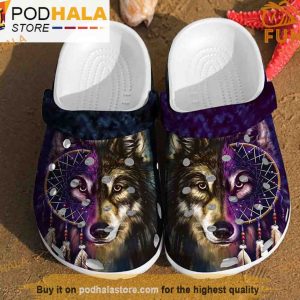 Art Dreamcatcher Wolf 3D Crocs, Funny Crocs