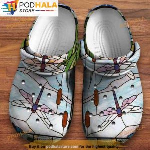 Art Glass Dragonfly 3D Crocs, Funny Crocs