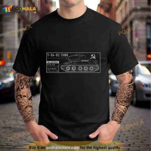 Artist Blueprint Illustration Of The T 34 85 Soviet Tank Shirt 2