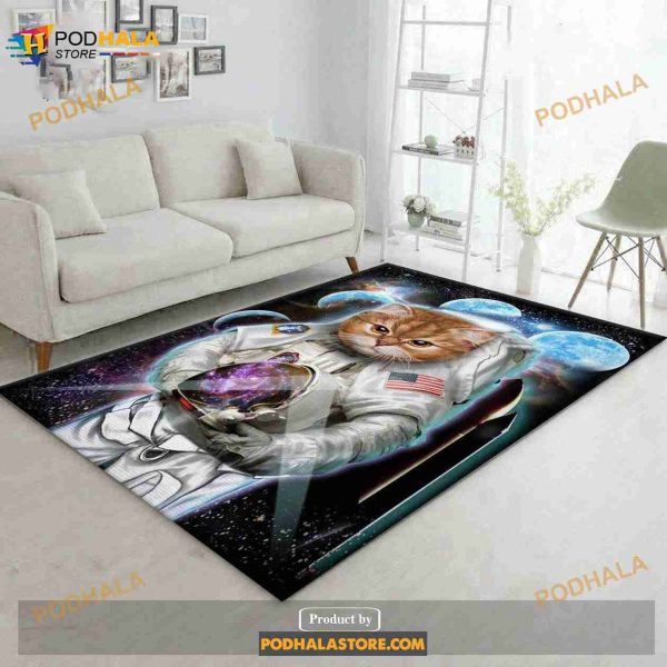 Astronaut Cat Explore Moon Area Rug Carpet Bedroom Home Us Decor