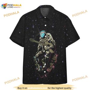 Astronauts Hawaiian Shirt, In Sport Activities With Spaceships And Planets Aloha Shirt