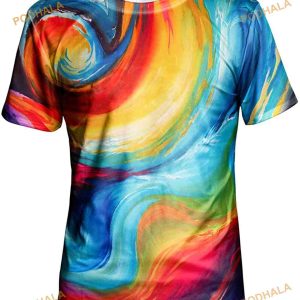 Asylvain Unisex Graphic 3D Shirt, Colorful Design Short Sleeve Tee