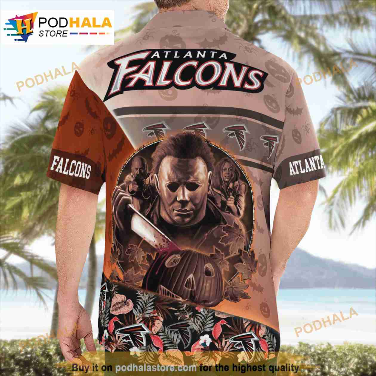 Atlanta Falcons Halloween Tropical 3D Funny Hawaiian Shirt - Bring