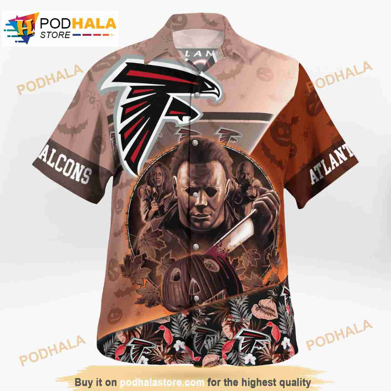 Atlanta Falcons Halloween Tropical Hawaiian Shirt - Trendy Aloha