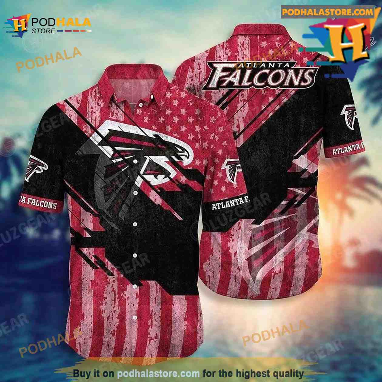 Atlanta Falcons US Flag Pattern Hawaiian Shirt, NFL Gifts for Fans