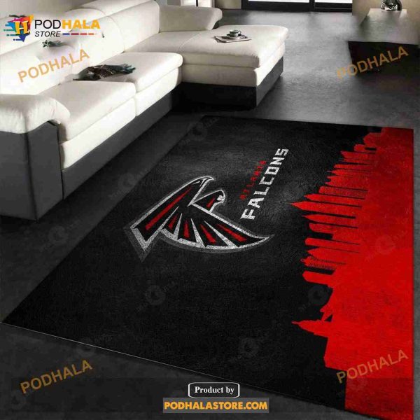 Atlanta Falcons Skyline NFL Rug Carpet, Us Gift Decor, Indoor Outdoor Rugs