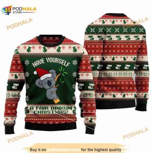 Australian Fair Dinkum Christmas Ugly 3D Sweater