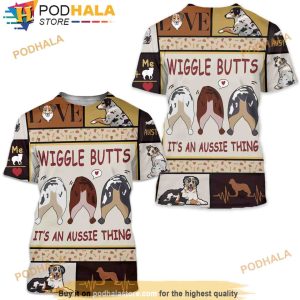 Australian Shepherd Dog Butts Heart Women 3D Shirt