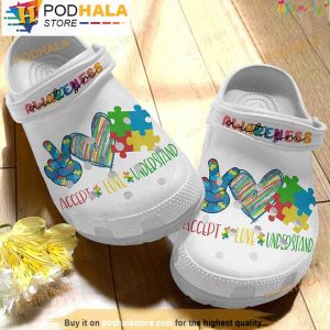 Autism Awareness Day Accept Understand Love Puzzle Pieces 3D Crocs