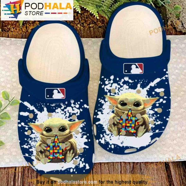 Autism Awareness MLB Baseball Houston Astros Baby Yoda 3D Crocs