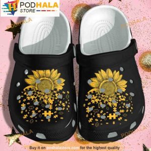 Autism Awareness Sunflower Puzzle Floral 3D Crocs