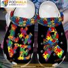 Autism Butterfly And Ribbon Puzzle Pieces 3D Crocs