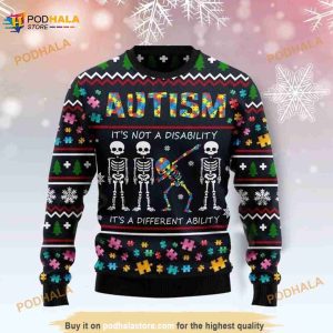 Autism Is Not A Disability It's A Different Ability Ugly Knitted Christmas 3D Sweater