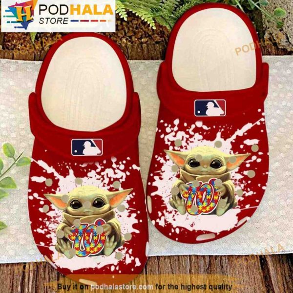 Autism Washington Nationals MLB Baby Yoda 3D Crocs
