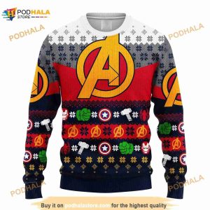 Avengers Team Ugly Knitted Christmas Sweater, Marvel Avengers Ugly Xmas Sweater
