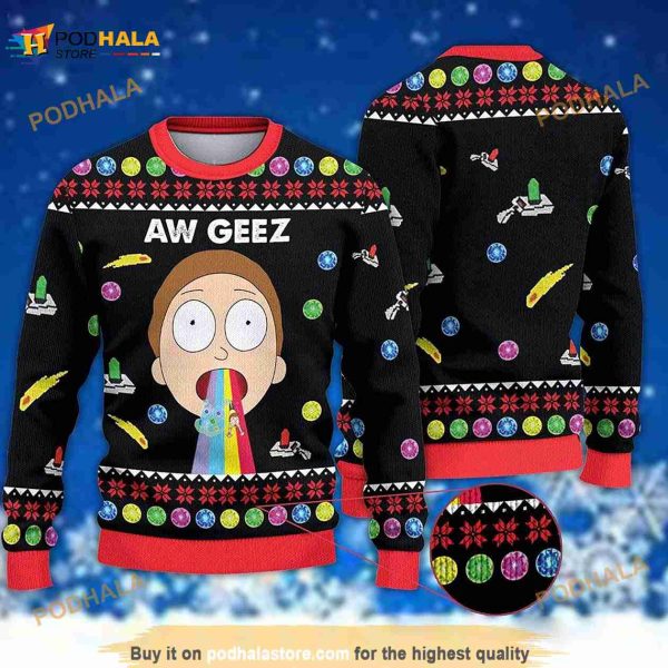 Aw Geez Moment Morty Ugly Christmas 3D Sweater