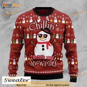 Awesome Snowman Chillin With My Snowmies Gift For Christmas Ugly Christmas Sweater