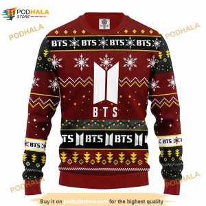 BTS Logo Red Ugly Knitted Christmas Ugly Sweater