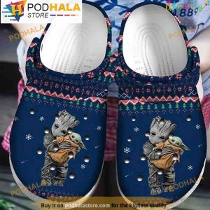 Baby Yoda And Groot Ugly Pattern Yoda 3D Crocs, Funny Crocs