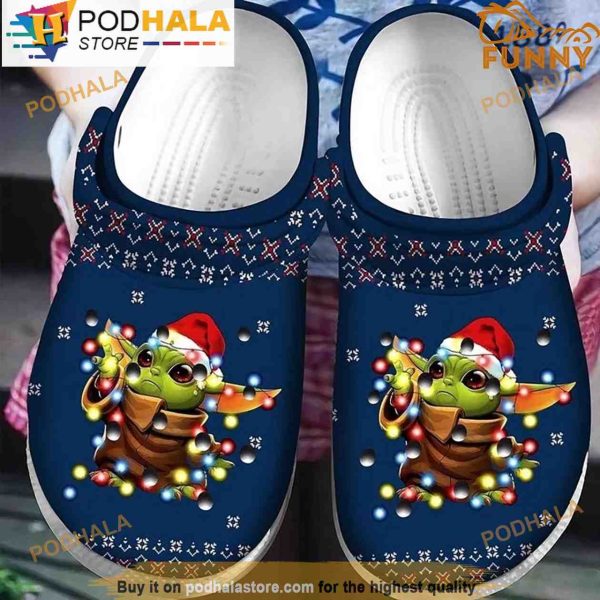 Baby Yoda Christmas 3D Crocs Clog Shoes, Funny Crocs