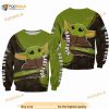 Baby Yoda Green Black Pattern Stripes Disney 3D Sweater