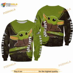 Baby Yoda Green Black Pattern Stripes Disney 3D Sweater