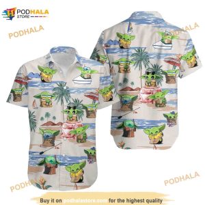 Baby Yoda Hawaiian Shirt, Yoda Grogu Beach Shirt, The Child Baby Yoda Button Shirt