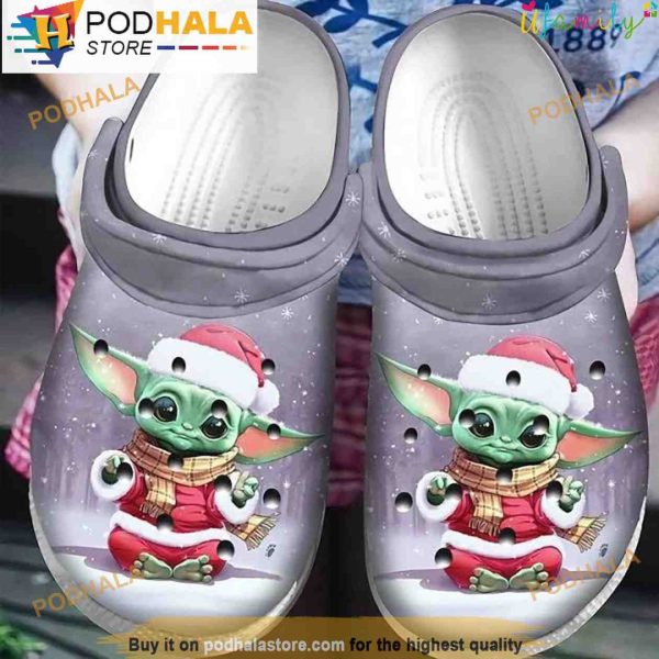 Baby Yoda In Santa Claus Suit Yoda 3D Crocs, Funny Crocs