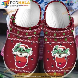 Baby Yoda In Socks Ugly Christmas Pattern Yoda 3D Crocs, Funny Crocs
