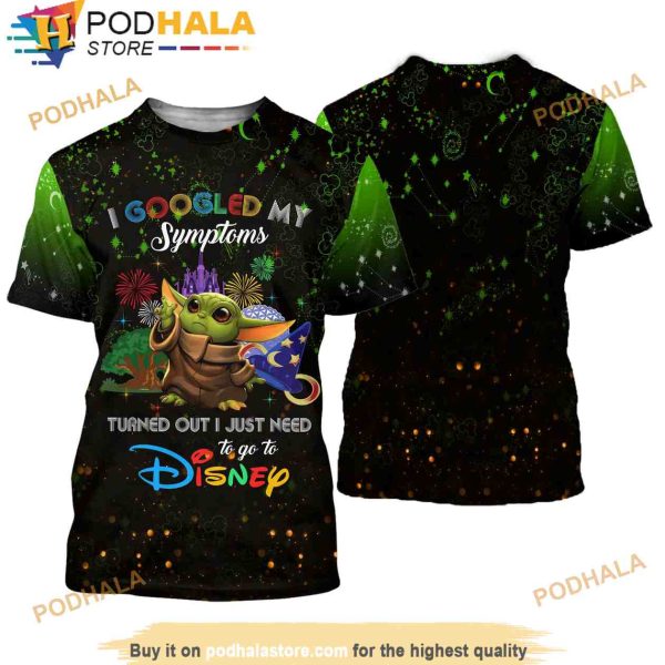 Baby Yoda Quotes Green Black Pattern Disney Cartoon Outfits Unisex Casual 3D Shirt