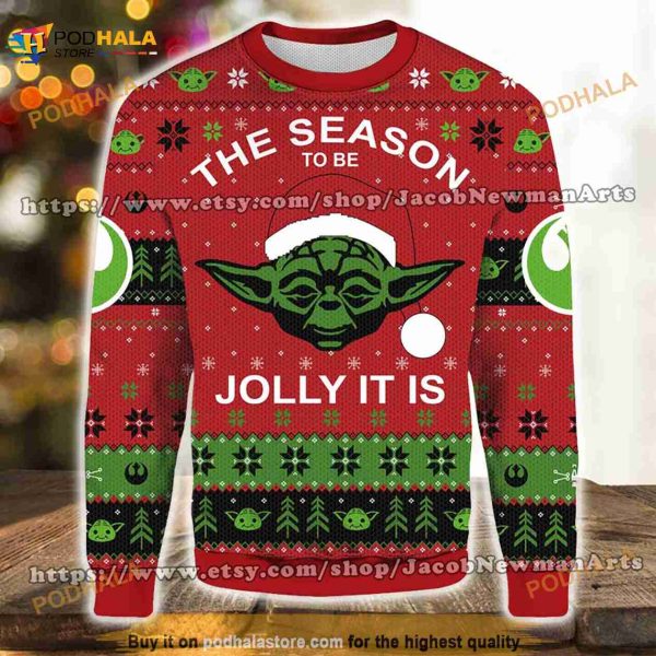 Baby Yoda Tis The Season Jolly Christmas Knitted Ugly 3D Sweater
