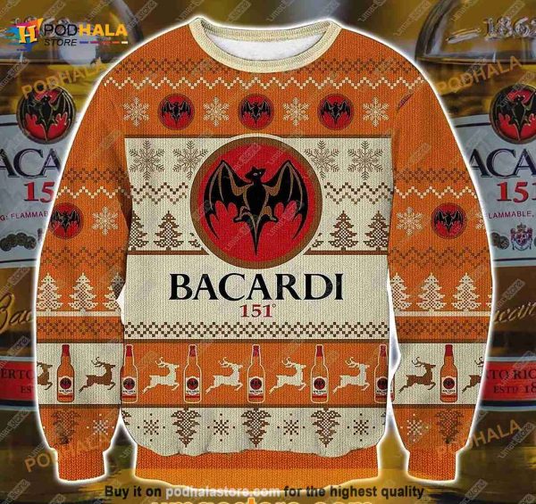Bacardi Rum 3D Print Christmas Ugly Sweater