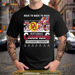 Back To Back To Back 2023 National Champions Oklahoma Sooners 2000 2023 Shirt 3