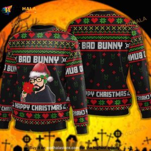 Bad Bunny Happy Christmas Ugly Sweater Christmas, Christmas 3D Sweater