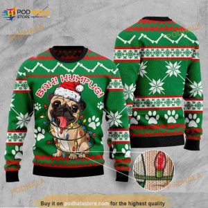 Bah Humpug Pug Dog Ugly Christmas 3D Sweater