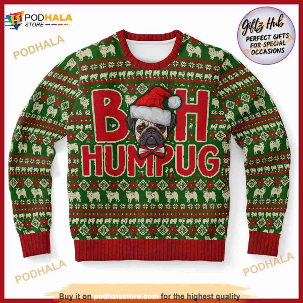Bah Humpug Pug Sweater, Pug Sweatshirt, Tacky Ugly Christmas Sweater
