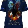 Bald Eagle Graphic Prin 3D Shirt God Bless America And Sun In Lightning Pattern 3D Shirt